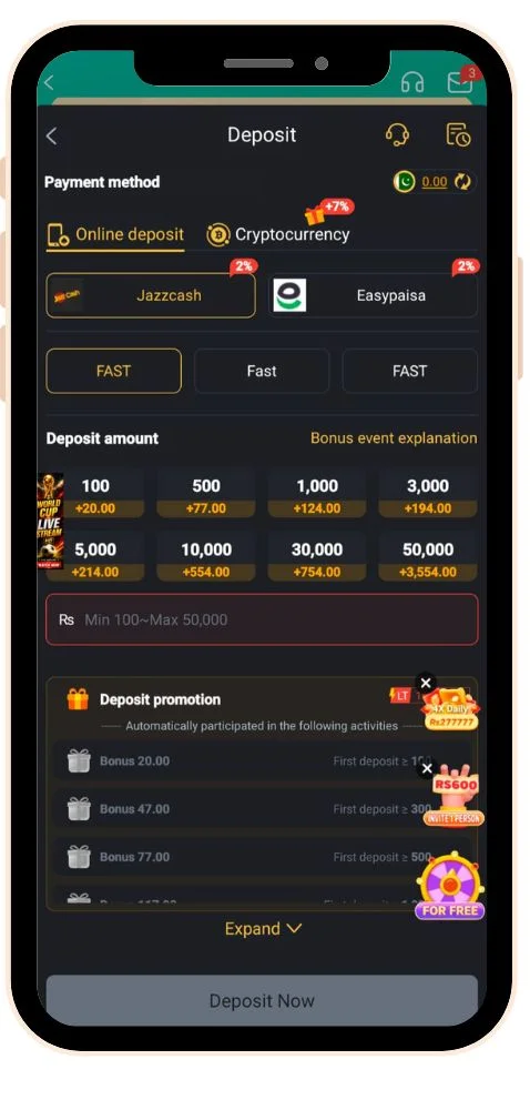 deposit & withdraw